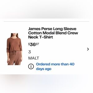 James Perse long sleeve brown tee - great alone or layering!